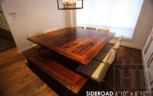 reclaimed wood pedestal tables, Toronto, Ontario, epoxy, resin, square table, Gerald Reinink