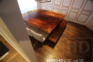 reclaimed wood pedestal tables, Toronto, Ontario, epoxy, resin, square table, Gerald Reinink