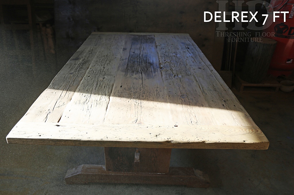 reclaimed wood tables Waterloo Ontario, salvaged wood table, reclaimed hemlock, Waterloo, Gerald Reinink, HD Threshing Floor Furniture, epoxy, resin, trestle