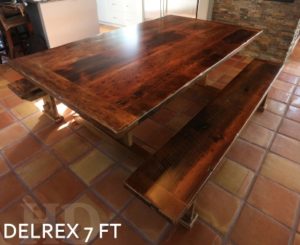 reclaimed wood tables Waterloo Ontario, salvaged wood table, reclaimed hemlock, Waterloo, Gerald Reinink, HD Threshing Floor Furniture, epoxy, resin, trestle