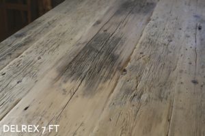 reclaimed wood tables Waterloo Ontario, salvaged wood table, reclaimed hemlock, Waterloo, Gerald Reinink, HD Threshing Floor Furniture, epoxy, resin, trestle