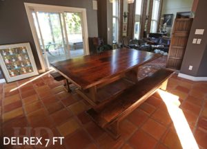 reclaimed wood tables Waterloo Ontario, salvaged wood table, reclaimed hemlock, Waterloo, Gerald Reinink, HD Threshing Floor Furniture, epoxy, resin, trestle