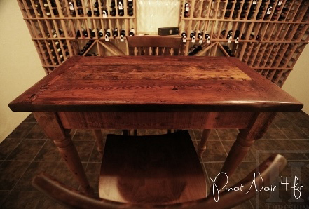 wine cellar table, reclaimed wood wine cellar table, Niagara, Ontario, wine, Epoxy, Gerald Reinink, Reclaimed Wood Harvest Tables Ontario