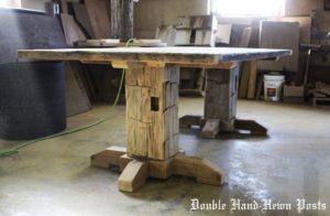 unfinished reclaimed wood table, barnwood, distressed, aged, Ontario, farmhouse