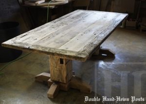 unfinished reclaimed wood table, barnwood, distressed, aged, Ontario