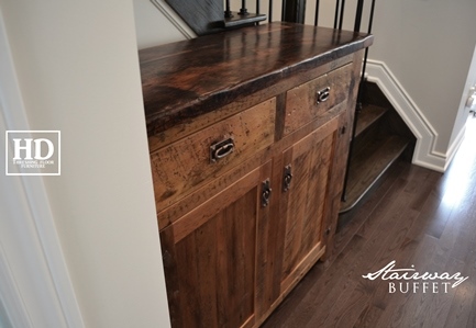reclaimed wood buffet, Toronto, Ontario, reclaimed wood console, hallway, epoxy, polyurethane, HD Threshing, Gerald Reinink