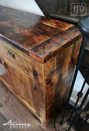 reclaimed wood buffet, Toronto, Ontario, reclaimed wood console, hallway, epoxy, polyurethane, HD Threshing, Gerald Reinink
