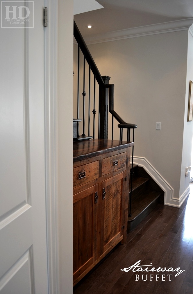 reclaimed wood buffet, Toronto, Ontario, reclaimed wood console, hallway, epoxy, polyurethane, HD Threshing, Gerald Reinink