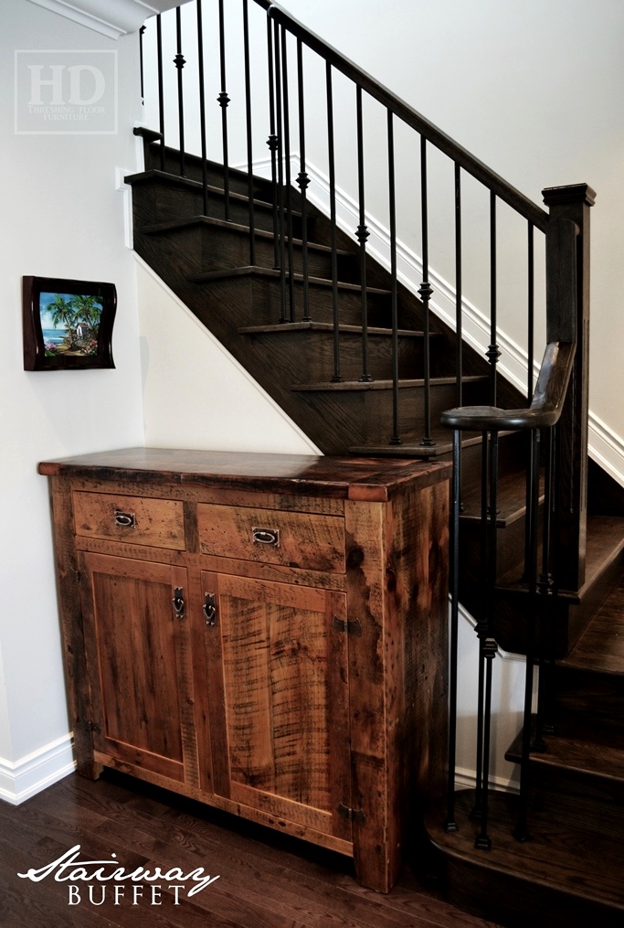 reclaimed wood buffet, Toronto, Ontario, reclaimed wood console, hallway, epoxy, polyurethane, HD Threshing, Gerald Reinink