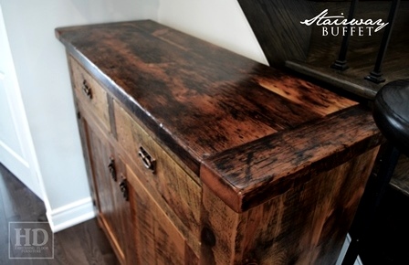 reclaimed wood buffet, Toronto, Ontario, reclaimed wood console, hallway, epoxy, polyurethane, HD Threshing, Gerald Reinink