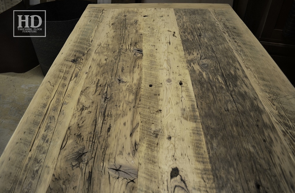 Toronto reclaimed wood table, trestle, epoxy, resin, polyurethane, Hemlock, barnwood, kitchen table