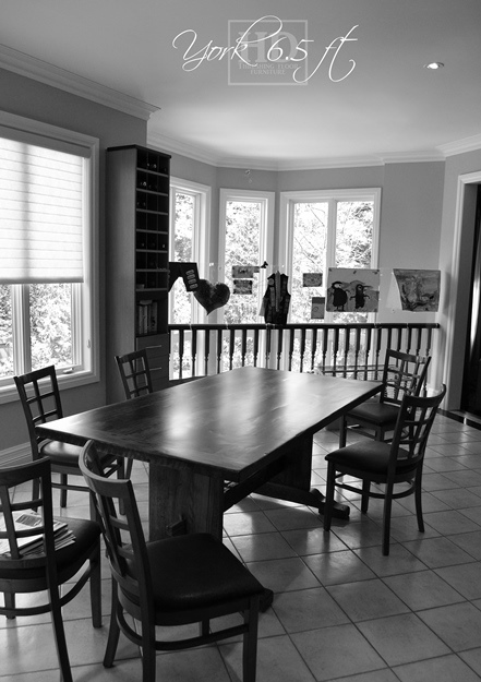 Toronto reclaimed wood table, trestle, epoxy, resin, polyurethane, Hemlock, barnwood, kitchen table