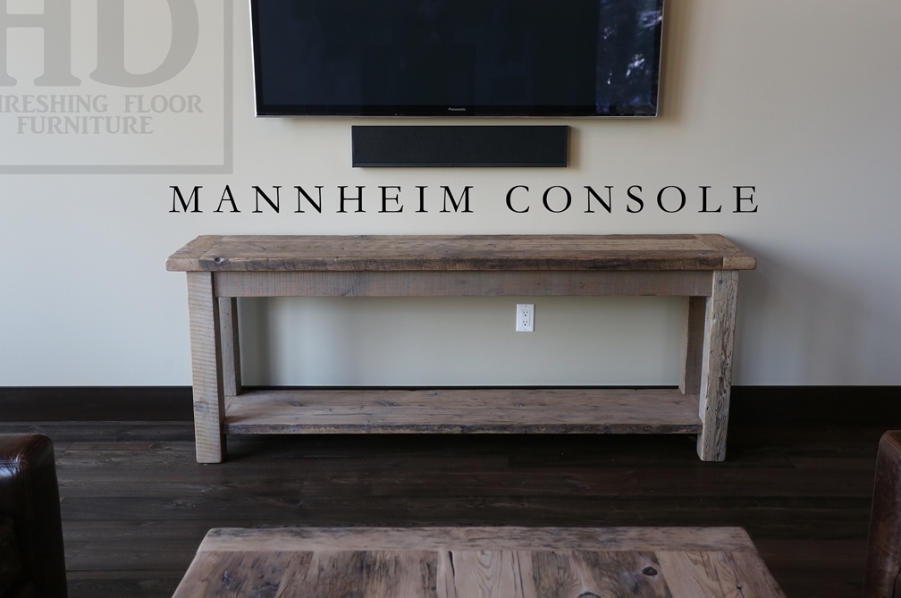 console table, hallway table, Ontario, Toronto, sofa table, barnwood sofa table, barnboard furniture, reclaimed wood table, grey, gray, HD Threshing, Gerald Reinink, HD Threshing Floor Furniture, epoxy finish, resin