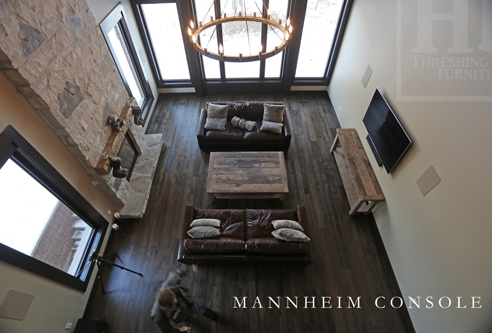 console table, hallway table, Ontario, Toronto, sofa table, barnwood sofa table, barnboard furniture, reclaimed wood table, grey, gray, HD Threshing, Gerald Reinink, HD Threshing Floor Furniture, epoxy finish, resin