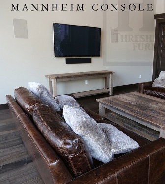 console table, hallway table, Ontario, Toronto, sofa table, barnwood sofa table, barnboard furniture, reclaimed wood table, grey, gray, HD Threshing, Gerald Reinink, HD Threshing Floor Furniture, epoxy finish, resin