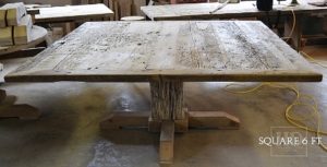 reclaimed wood pedestal tables Toronto, Ontario, epoxy, resin, farmhouse tables, Gerald Reinink, HD Threshing Floor Furniture, mennonite tables Ontario, reclaimed hemlock, table, pedestal