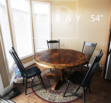 reclaimed wood round table, hemlock, epoxy, Gerald Reinink, HD Threshing Floor Furniture, hand-hewn beams