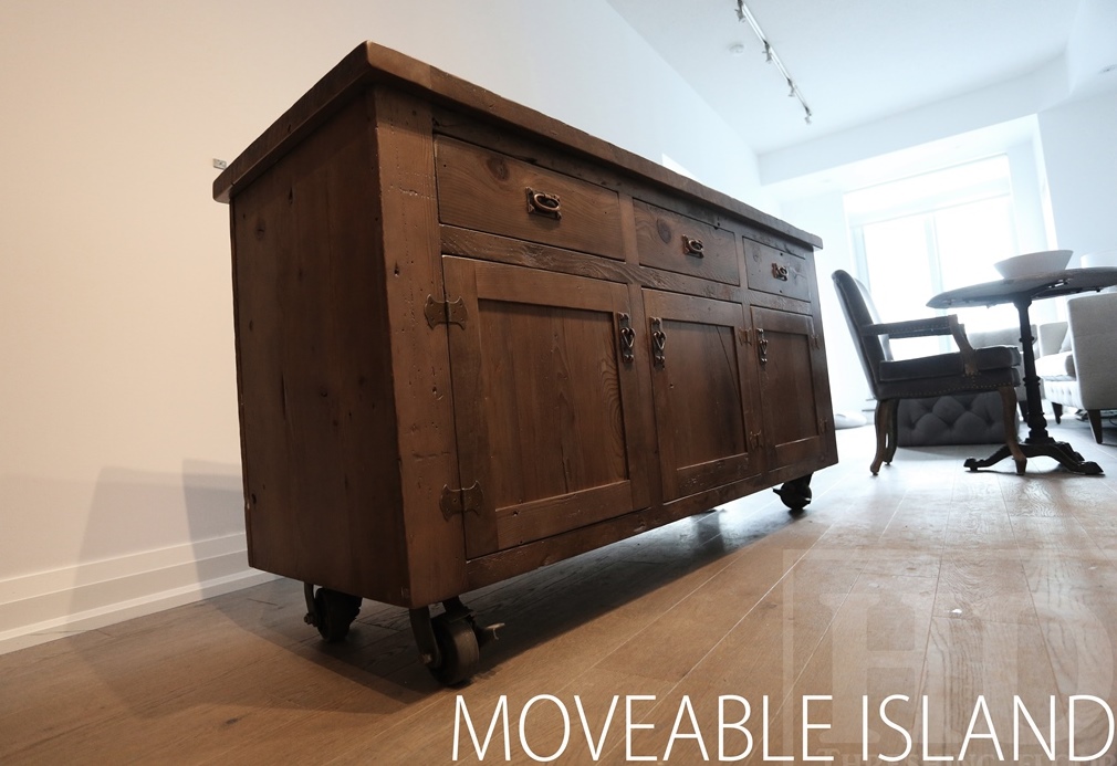 reclaimed wood island, Lee Valley Hardware, Hemlock, black stain treatment, Barnwood Island, reclaimed woodi island, Gerald Reinink, HD Threshing Floor Furniture