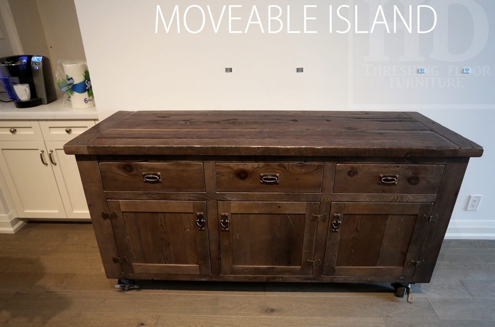 reclaimed wood island, Lee Valley Hardware, Hemlock, black stain treatment, Barnwood Island, reclaimed woodi island, Gerald Reinink, HD Threshing Floor Furniture, epoxy, Cambridge, Ontario, Toronto