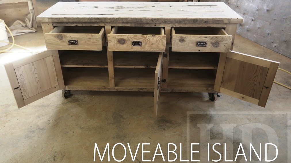 reclaimed wood island, Lee Valley Hardware, Hemlock, black stain treatment, Barnwood Island, reclaimed woodi island, Gerald Reinink, HD Threshing Floor Furniture, epoxy, Cambridge, Ontario, Toronto