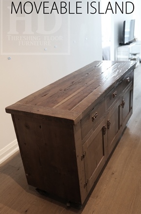 reclaimed wood island, Lee Valley Hardware, Hemlock, black stain treatment, Barnwood Island, reclaimed woodi island, Gerald Reinink, HD Threshing Floor Furniture, epoxy, Cambridge, Ontario, Toronto