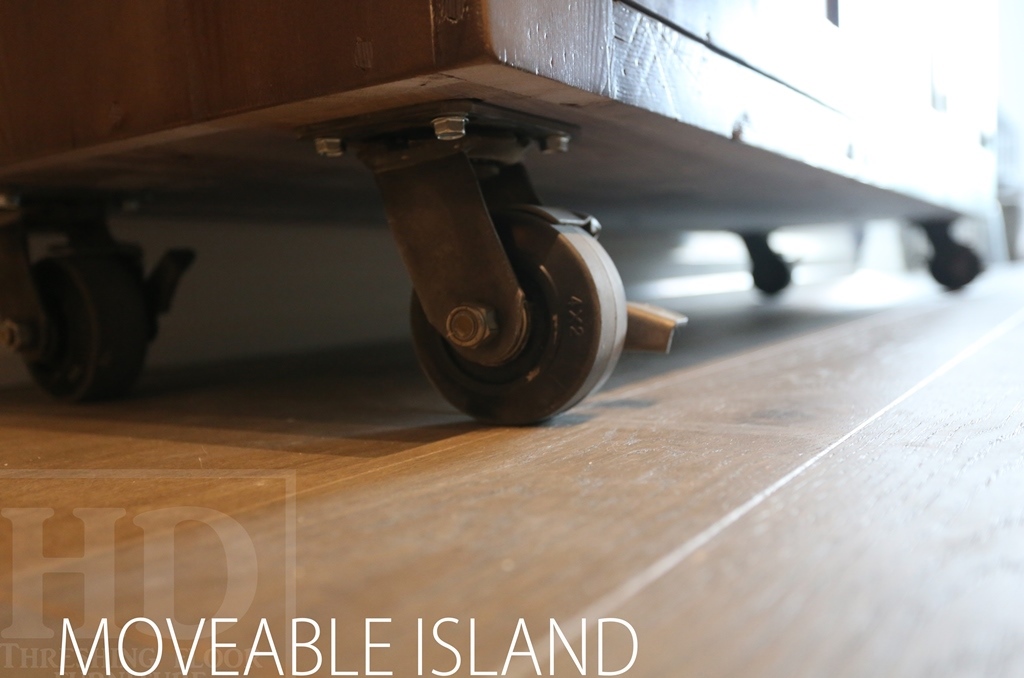 reclaimed wood island, Lee Valley Hardware, Hemlock, black stain treatment, Barnwood Island, reclaimed woodi island, Gerald Reinink, HD Threshing Floor Furniture, epoxy, Cambridge, Ontario, Toronto