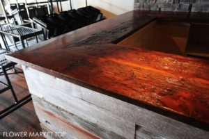 reclaimed wood counter top, store displays, barnwood tops