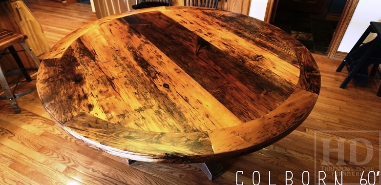 reclaimed wood round table, tables Ontario, barnwood tables, barnwood tables Ontario, round, Cambridge, Ontario, Canada, HD Threshing, Gerald Reinink