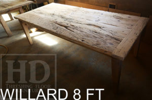 reclaimed wood harvest table, harvest tables Toronto, Gerald Reinink, epoxy finish, hemlock