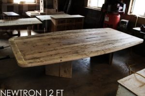 recycled wood table, reclaimed wood, boardroom table Ontario, boardroom tables Ontario, reclaimed wood tables Ontario, Brampton, Ontario, barnwood, distressed, rustic, modern, boat shaped table