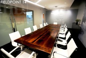 reclaimed wood boardroom table, boardroom table, Toronto, Oakville, Ontario, custom boardroom table, sold wood boardroom table, recycled wood furniture, recycle