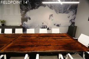 reclaimed wood boardroom table, boardroom table, Toronto, Oakville, Ontario, custom boardroom table, sold wood boardroom table, recycled wood furniture, recycle