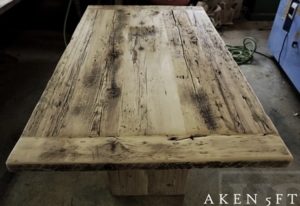reclaimed wood tables Toronto, Ontario, farmhouse tables, rustic table, recycled wood furniture, distressed wood table