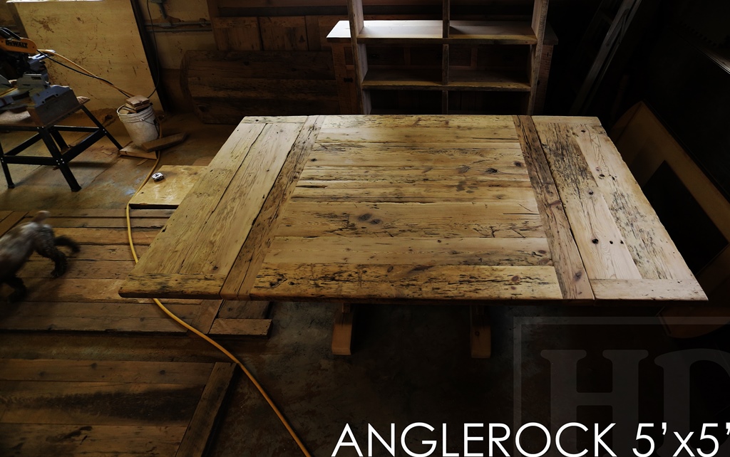 reclaimed wood tables Fergus Ontario, epoxy, HD Threshing, Gerald Reinink, Sawbuck, hemlock, recycled wood furniture, recycled wood tables Ontario