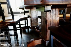 reclaimed wood tables Ontario, pedestal tables, solid wood table, rustic furniture Ontario, rustic wood table, rustic wood company, farmhouse table, epoxy, resin, recycled wood, Gerald, custom, harvest tables Toronto