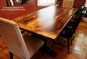 reclaimed wood tables Ontario, Hamilton, Pine harvest table, trestle style, modern farmhouse, rustic cottage furniture, cottage, epoxy, resin, recycled, Gerald Reinink, HD Threshing Floor Furniture, live edge