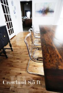 reclaimed wood tables Ontario, epoxy, hemlock, modern old rustic, cottage table, HD Threshing Floor Furniture, Gerald Reinink, recycled, environment, live edge