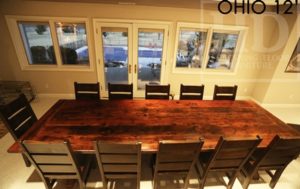 reclaimed wood tables Ontario, recycled, trestle, ohio, cottager chairs, cottage life, rustic wood table