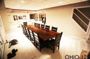 reclaimed wood tables Ontario, recycled, trestle, ohio, cottager chairs, cottage life, rustic wood table