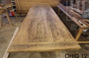 reclaimed wood tables Ontario, recycled, trestle, ohio, cottager chairs, cottage life, rustic wood table