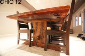 reclaimed wood tables Ontario, recycled, trestle, ohio, cottager chairs, cottage life, rustic wood table