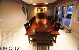 reclaimed wood tables Ontario, recycled, trestle, ohio, cottager chairs, cottage life, rustic wood table