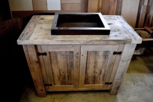 reclaimed wood vanity, cottage furniture, rustic wood vanity, cottage life, HD Threshing Floor Furniture, Reinink, farmhouse vanity