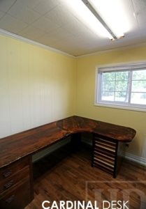 reclaimed wood desk, barnwood furniture, office furniture Ontario, epoxy, resin, HD Threshing, HD Threshing Floor Furniture, custom desks, Lee Valley hardware, antique copper