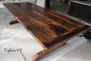 reclaimed pine table, Ontario, Richmond Hill, HD Threshing Floor Furniture, epoxy, polyurethane finish, modern farmhouse, pine barnwood, live edge, solid wood, pioneer wood table, aged wood table, distressed wood table, rustic table