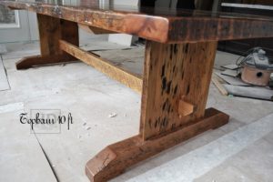 reclaimed pine table, Ontario, Richmond Hill, HD Threshing Floor Furniture, epoxy, polyurethane finish, modern farmhouse, pine barnwood, live edge, solid wood, pioneer wood table, aged wood table, distressed wood table, rustic table