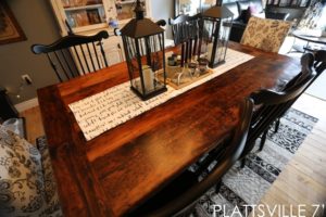 farmhouse harvest table, sawbuck, reclaimed hemlock, solid wood chairs, epoxy, hand-hewn beam, pioneer barn, Ontario, reclaimed wood table, distressed wood table, epoxy, resin, Gerald Reinink, HD Threshing Floor Furniture, cottage table, rustic wood table