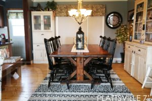 farmhouse harvest table, sawbuck, reclaimed hemlock, solid wood chairs, epoxy, hand-hewn beam, pioneer barn, Ontario, reclaimed wood table, distressed wood table, epoxy, resin, Gerald Reinink, HD Threshing Floor Furniture, cottage table, rustic wood table