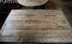 farmhouse harvest table, sawbuck, reclaimed hemlock, solid wood chairs, epoxy, hand-hewn beam, pioneer barn, Ontario, reclaimed wood table, distressed wood table, epoxy, resin, Gerald Reinink, HD Threshing Floor Furniture, cottage table, rustic wood table