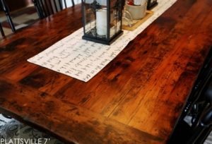 farmhouse harvest table, sawbuck, reclaimed hemlock, solid wood chairs, epoxy, hand-hewn beam, pioneer barn, Ontario, reclaimed wood table, distressed wood table, epoxy, resin, Gerald Reinink, HD Threshing Floor Furniture, cottage table, rustic wood table